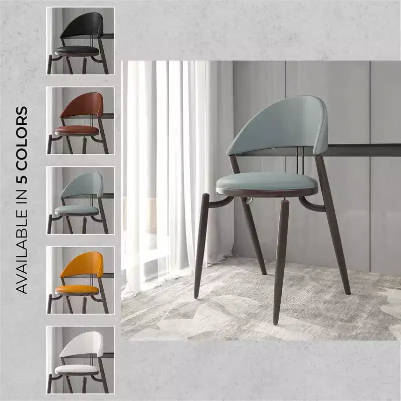 Chaise de salle à manger moderne LeisureMod Venice en cuir, chaise d'appoint rembourrée à dossier ouvert, avec pieds en métal, chaise de salle à manger sans assemblage, lot de 4