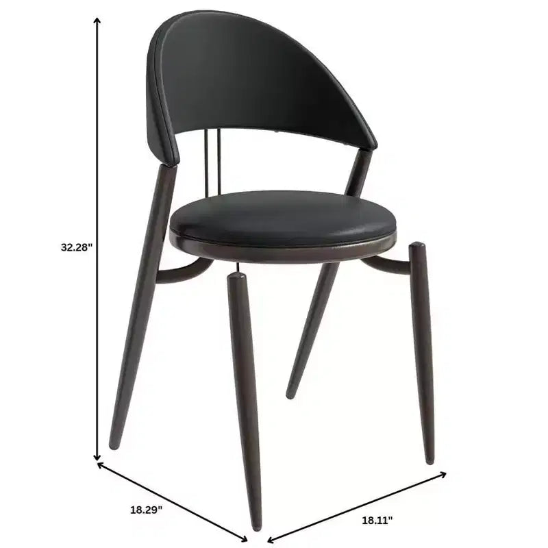 Chaise de salle à manger moderne LeisureMod Venice en cuir, chaise d'appoint rembourrée à dossier ouvert, avec pieds en métal, chaise de salle à manger sans assemblage, lot de 4