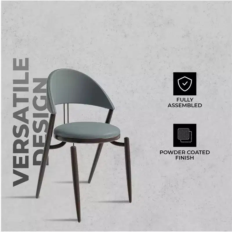 Chaise de salle à manger moderne LeisureMod Venice en cuir, chaise d'appoint rembourrée à dossier ouvert, avec pieds en métal, chaise de salle à manger sans assemblage, lot de 4