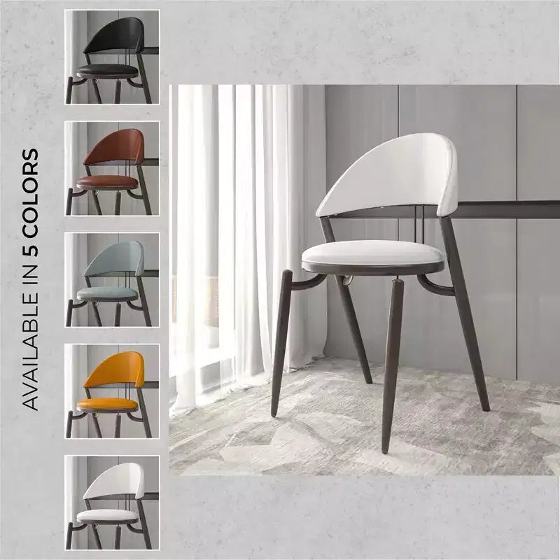 Chaise de salle à manger moderne LeisureMod Venice en cuir, chaise d'appoint rembourrée à dossier ouvert, avec pieds en métal, chaise de salle à manger sans assemblage, lot de 4