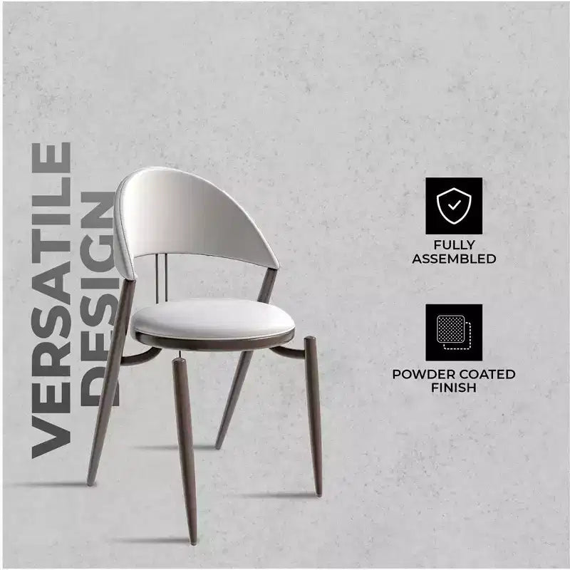 Chaise de salle à manger moderne LeisureMod Venice en cuir, chaise d'appoint rembourrée à dossier ouvert, avec pieds en métal, chaise de salle à manger sans assemblage, lot de 4