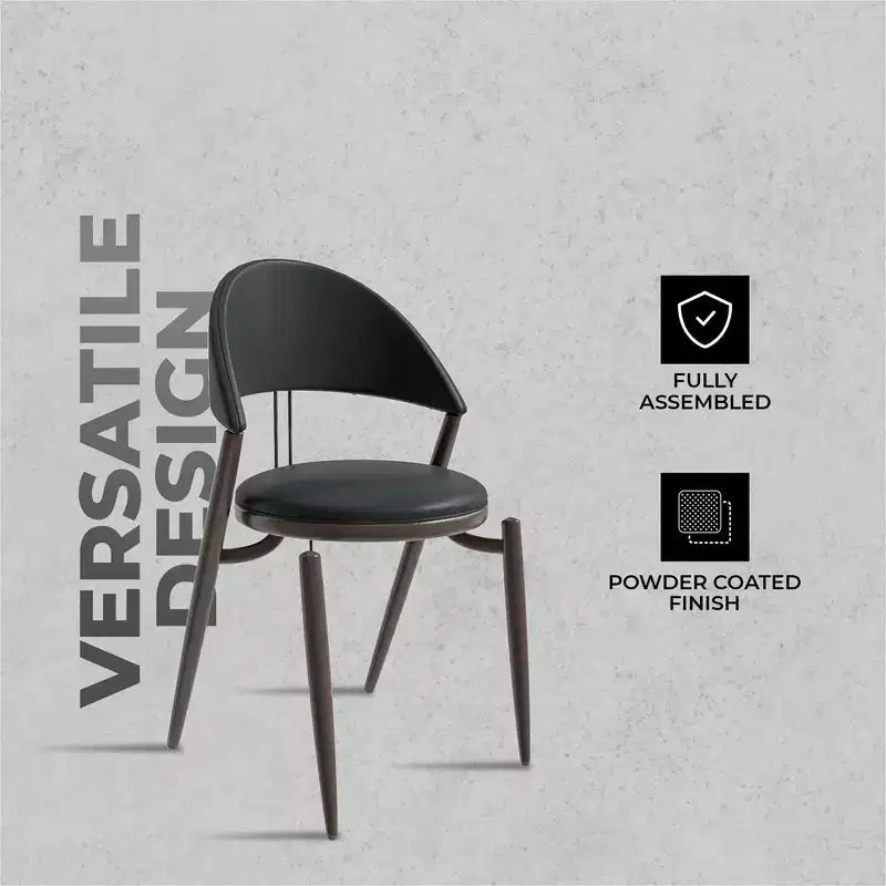 Chaise de salle à manger moderne LeisureMod Venice en cuir, chaise d'appoint rembourrée à dossier ouvert, avec pieds en métal, chaise de salle à manger sans assemblage, lot de 4