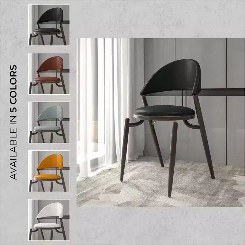 Chaise de salle à manger moderne LeisureMod Venice en cuir, chaise d'appoint rembourrée à dossier ouvert, avec pieds en métal, chaise de salle à manger sans assemblage, lot de 4