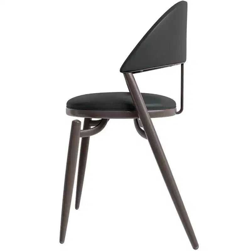 Chaise de salle à manger moderne LeisureMod Venice en cuir, chaise d'appoint rembourrée à dossier ouvert, avec pieds en métal, chaise de salle à manger sans assemblage, lot de 4