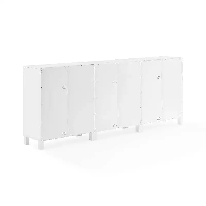 Crosley 90" Cassai 3pc Media Sideboard Cabinet Set of 3 Storage Pantries Modern Farmhouse Style, Adjustable Shelves