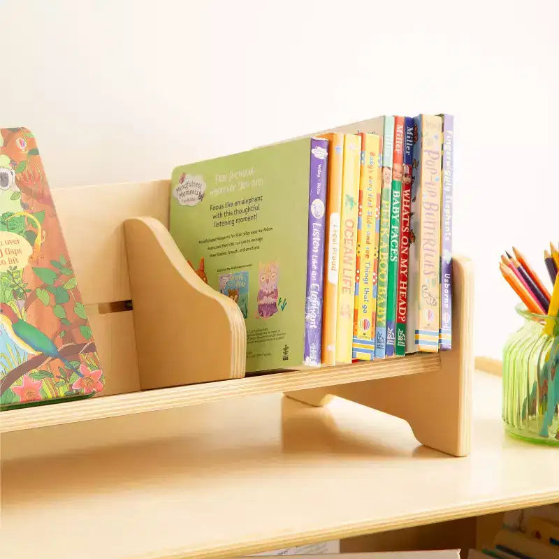 Guidecraft Tabletop Book Browser - Natural: Kids Classroom and Playroom Book Display and Book Storage