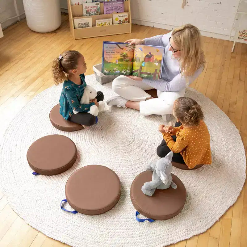 SoftZone Coussin de sol rond avec poignée, lot de 6