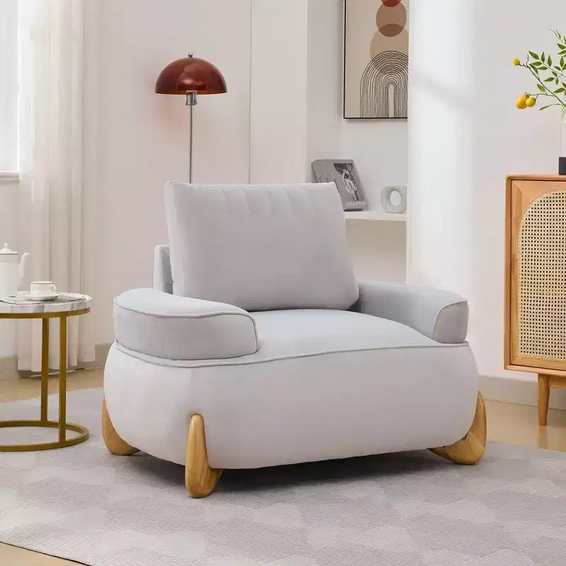 Fauteuil d'appoint en velours Hyleory de 117 cm avec pouf, ensemble fauteuil et repose-pieds en velours côtelé de style moderne du milieu du siècle, fauteuil club rembourré avec accoudoirs.