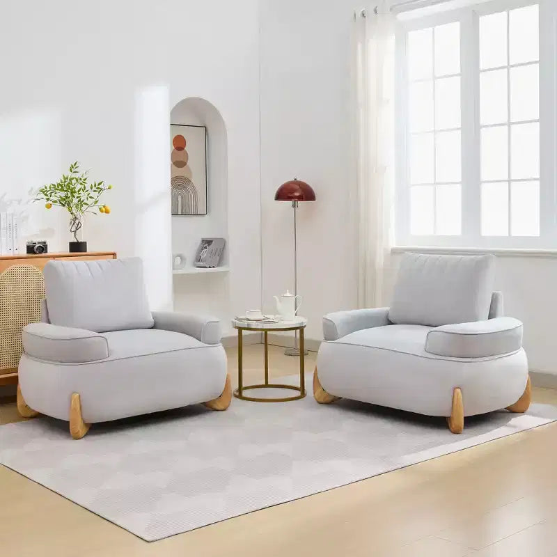 Fauteuil d'appoint en velours Hyleory de 117 cm avec pouf, ensemble fauteuil et repose-pieds en velours côtelé de style moderne du milieu du siècle, fauteuil club rembourré avec accoudoirs.