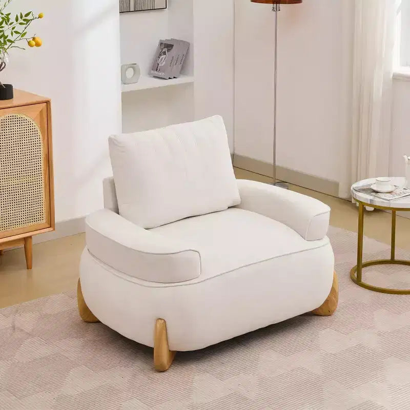 Fauteuil d'appoint en velours Hyleory de 117 cm avec pouf, ensemble fauteuil et repose-pieds en velours côtelé de style moderne du milieu du siècle, fauteuil club rembourré avec accoudoirs.