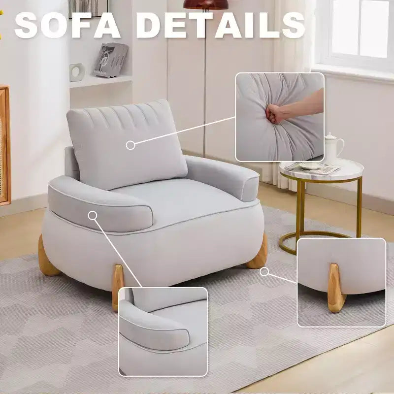 Fauteuil d'appoint en velours Hyleory de 117 cm avec pouf, ensemble fauteuil et repose-pieds en velours côtelé de style moderne du milieu du siècle, fauteuil club rembourré avec accoudoirs.