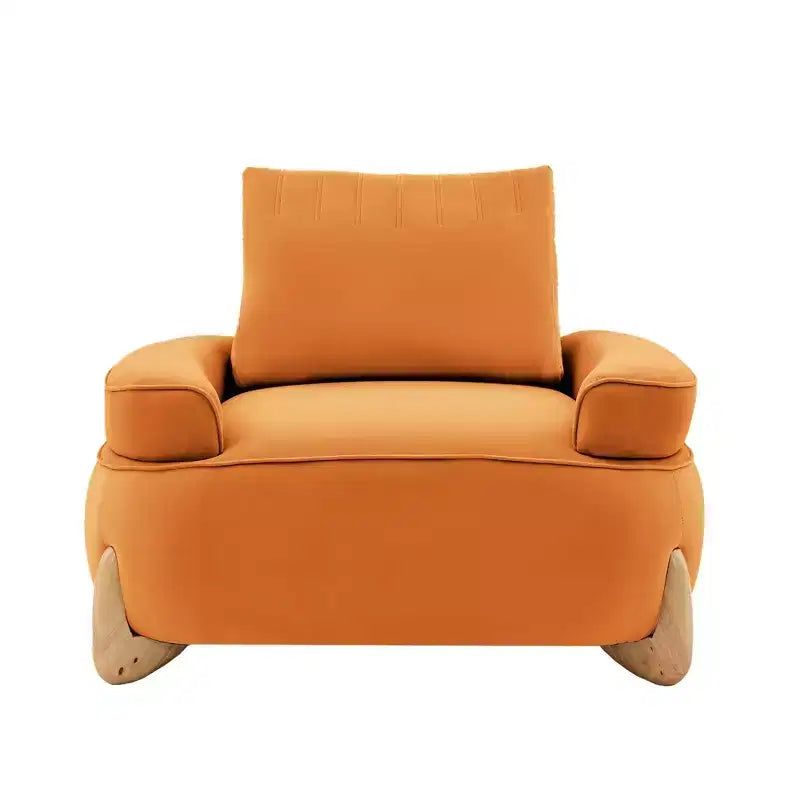 Fauteuil d'appoint en velours Hyleory de 117 cm avec pouf, ensemble fauteuil et repose-pieds en velours côtelé de style moderne du milieu du siècle, fauteuil club rembourré avec accoudoirs.