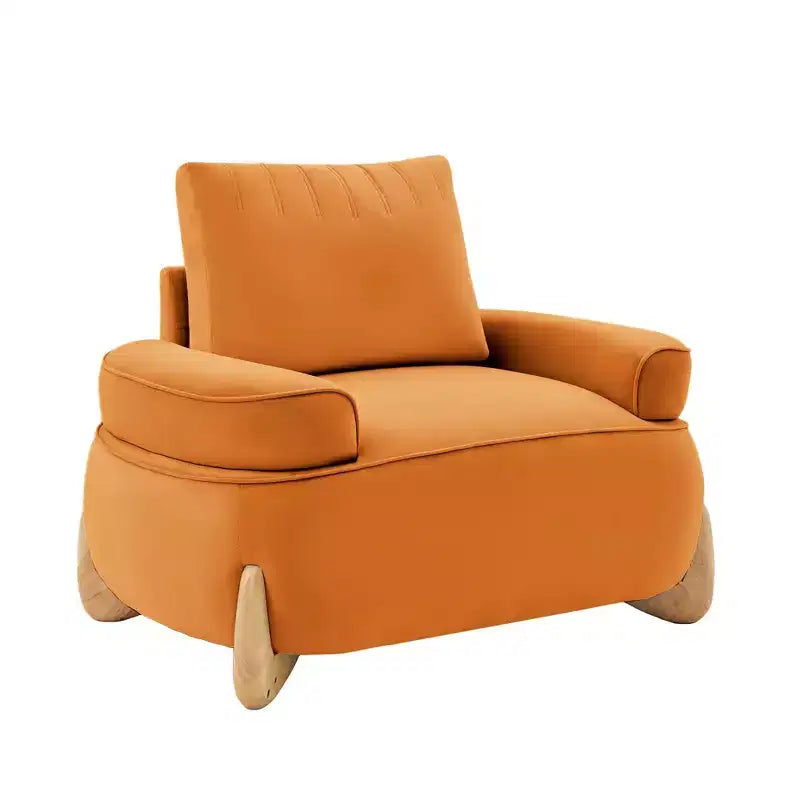 Fauteuil d'appoint en velours Hyleory de 117 cm avec pouf, ensemble fauteuil et repose-pieds en velours côtelé de style moderne du milieu du siècle, fauteuil club rembourré avec accoudoirs.