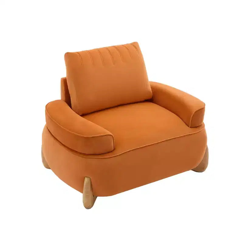 Fauteuil d'appoint en velours Hyleory de 117 cm avec pouf, ensemble fauteuil et repose-pieds en velours côtelé de style moderne du milieu du siècle, fauteuil club rembourré avec accoudoirs.