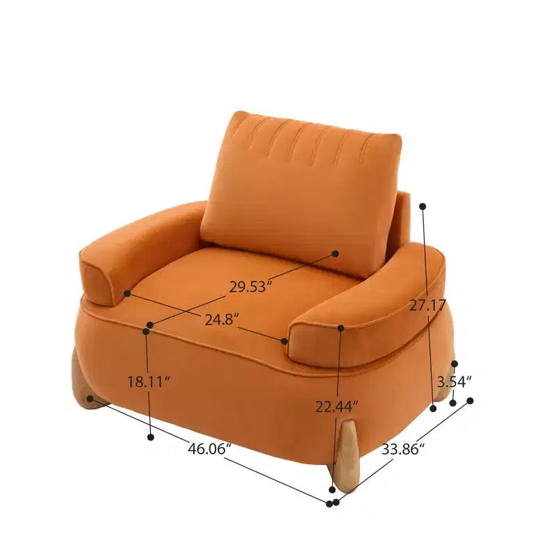 Fauteuil d'appoint en velours Hyleory de 117 cm avec pouf, ensemble fauteuil et repose-pieds en velours côtelé de style moderne du milieu du siècle, fauteuil club rembourré avec accoudoirs.