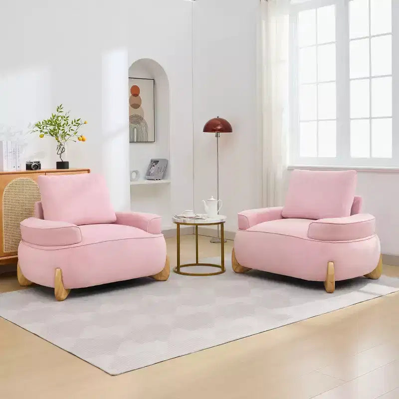 Fauteuil d'appoint en velours Hyleory de 117 cm avec pouf, ensemble fauteuil et repose-pieds en velours côtelé de style moderne du milieu du siècle, fauteuil club rembourré avec accoudoirs.
