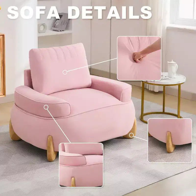 Fauteuil d'appoint en velours Hyleory de 117 cm avec pouf, ensemble fauteuil et repose-pieds en velours côtelé de style moderne du milieu du siècle, fauteuil club rembourré avec accoudoirs.