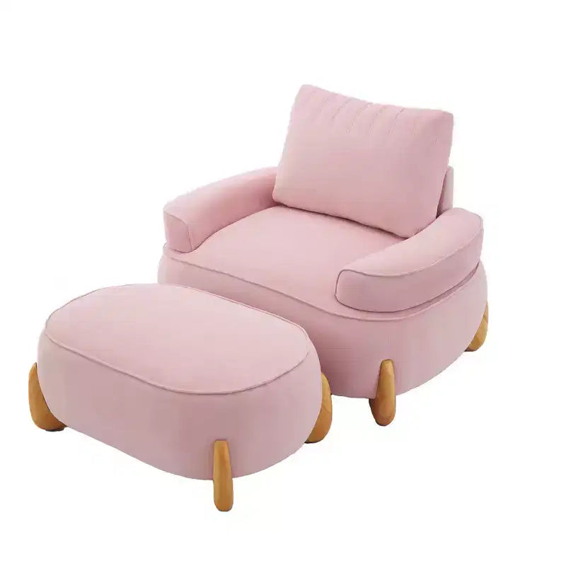 Fauteuil d'appoint en velours Hyleory de 117 cm avec pouf, ensemble fauteuil et repose-pieds en velours côtelé de style moderne du milieu du siècle, fauteuil club rembourré avec accoudoirs.