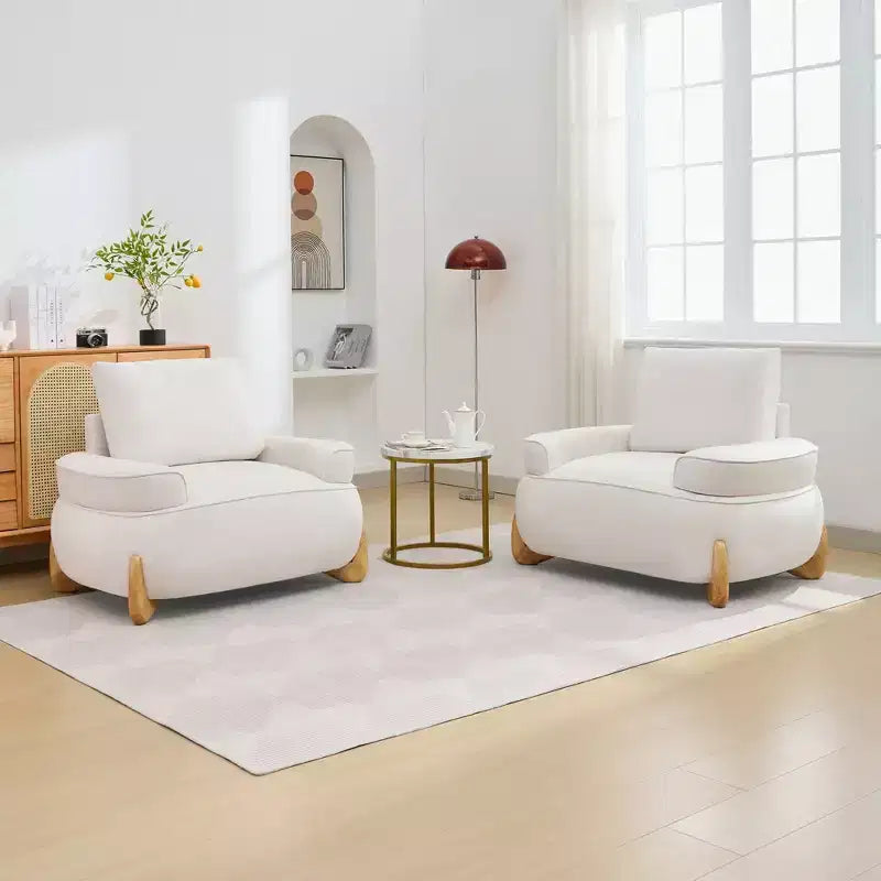 Fauteuil d'appoint en velours Hyleory de 117 cm avec pouf, ensemble fauteuil et repose-pieds en velours côtelé de style moderne du milieu du siècle, fauteuil club rembourré avec accoudoirs.