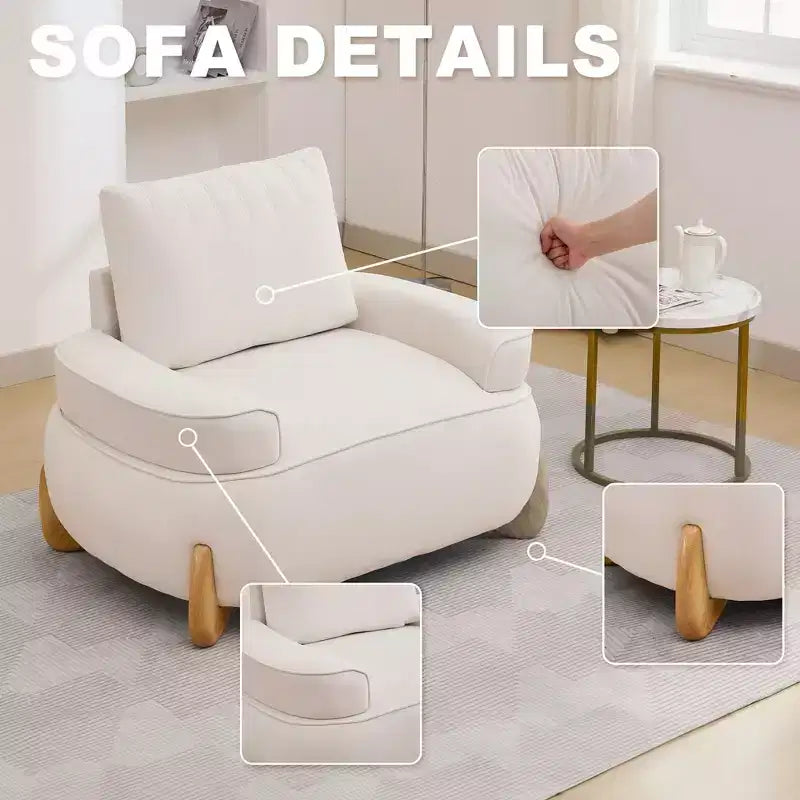 Fauteuil d'appoint en velours Hyleory de 117 cm avec pouf, ensemble fauteuil et repose-pieds en velours côtelé de style moderne du milieu du siècle, fauteuil club rembourré avec accoudoirs.