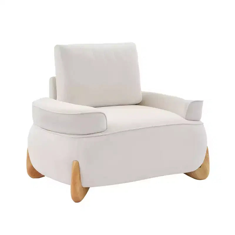 Fauteuil d'appoint en velours Hyleory de 117 cm avec pouf, ensemble fauteuil et repose-pieds en velours côtelé de style moderne du milieu du siècle, fauteuil club rembourré avec accoudoirs.