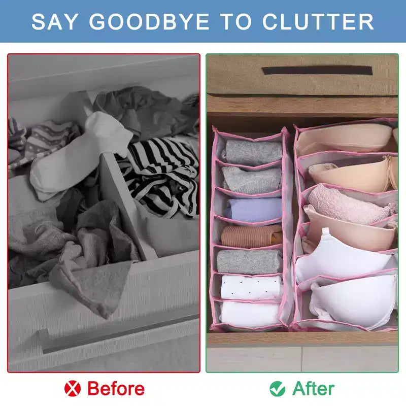 Unique Bargains Nylon Mesh 7 Grids Wardrobe Clothes Organizer Compartment Storage Box 2 Pcs