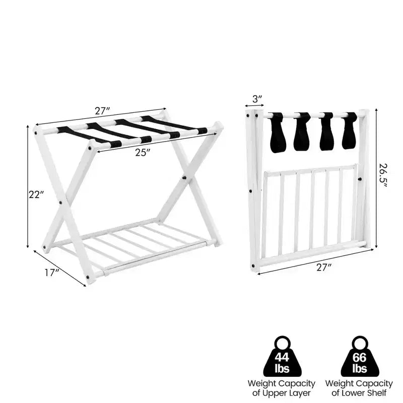 Costway Lot de 2/4 Porte-Bagages Pliables en Métal Valise Chaussures Hôte Chambre d'Hôtel avec Étagère