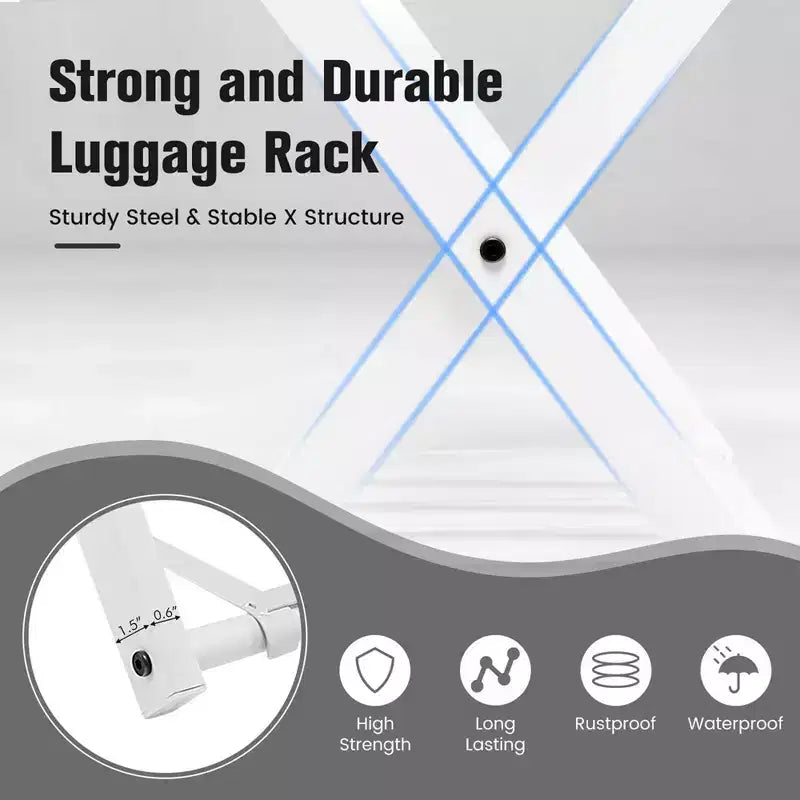 Costway Lot de 2/4 Porte-Bagages Pliables en Métal Valise Chaussures Hôte Chambre d'Hôtel avec Étagère