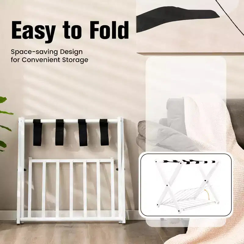 Costway Lot de 2/4 Porte-Bagages Pliables en Métal Valise Chaussures Hôte Chambre d'Hôtel avec Étagère