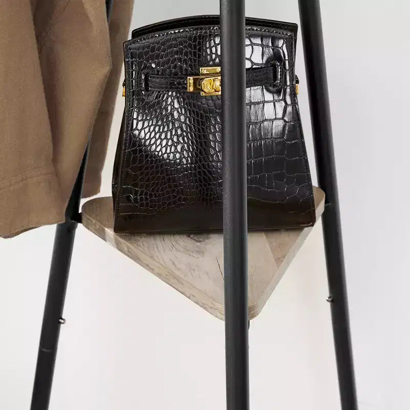 Appendiabiti da terra, Attaccapanni verticale, Mobile ingresso con 2 ripiani, per vestiti, cappelli, borse, stile industriale