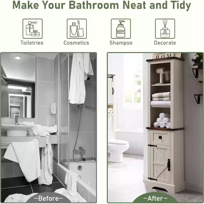 Meubles de salle de bain OKD 68, tours de rangement hautes avec étagères réglables