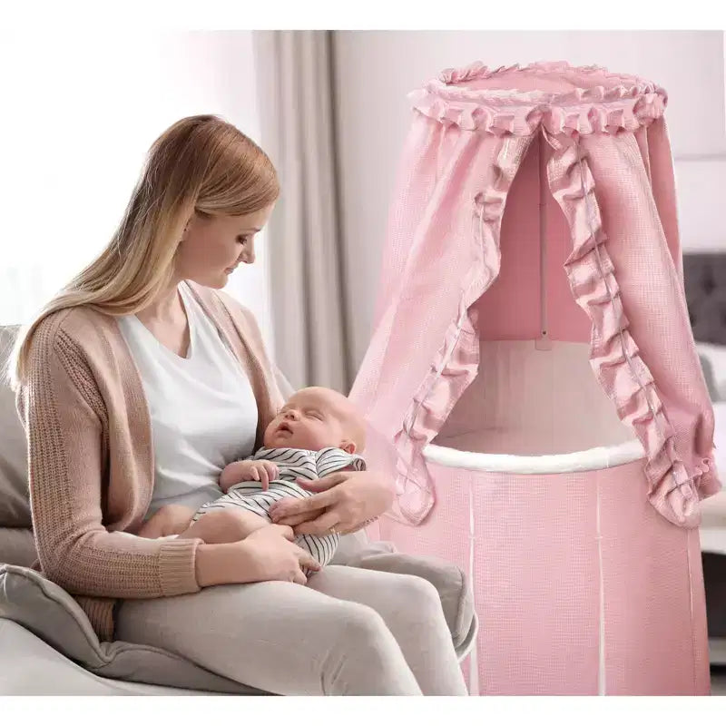 Lit de bébé rond Empress de Badger Basket avec ciel de lit