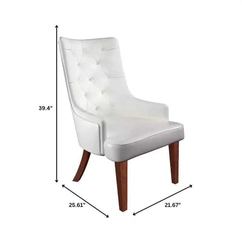 Chaise de salle à manger LeisureMod en velours de cuir capitonné avec dossier haut et pieds en hévéa teinté