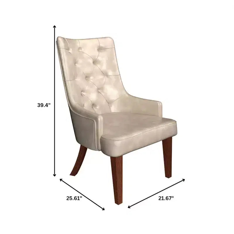 Chaise de salle à manger LeisureMod en velours de cuir capitonné avec dossier haut et pieds en hévéa teinté