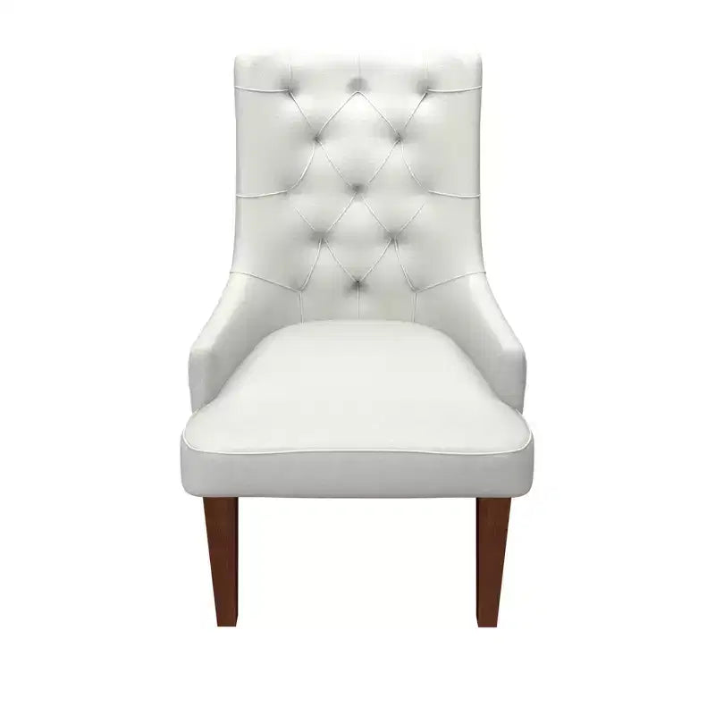 Chaise de salle à manger LeisureMod en velours de cuir capitonné avec dossier haut et pieds en hévéa teinté