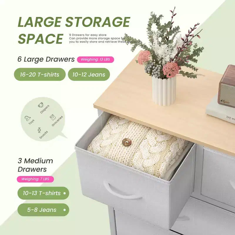 Commode de rangement à 9 tiroirs JIONJOY