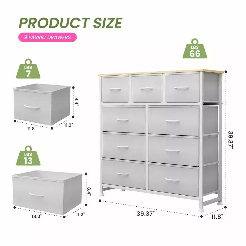 Commode de rangement à 9 tiroirs JIONJOY