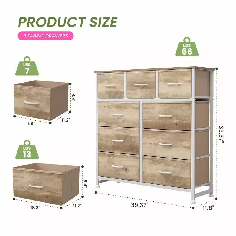 Commode de rangement à 9 tiroirs JIONJOY