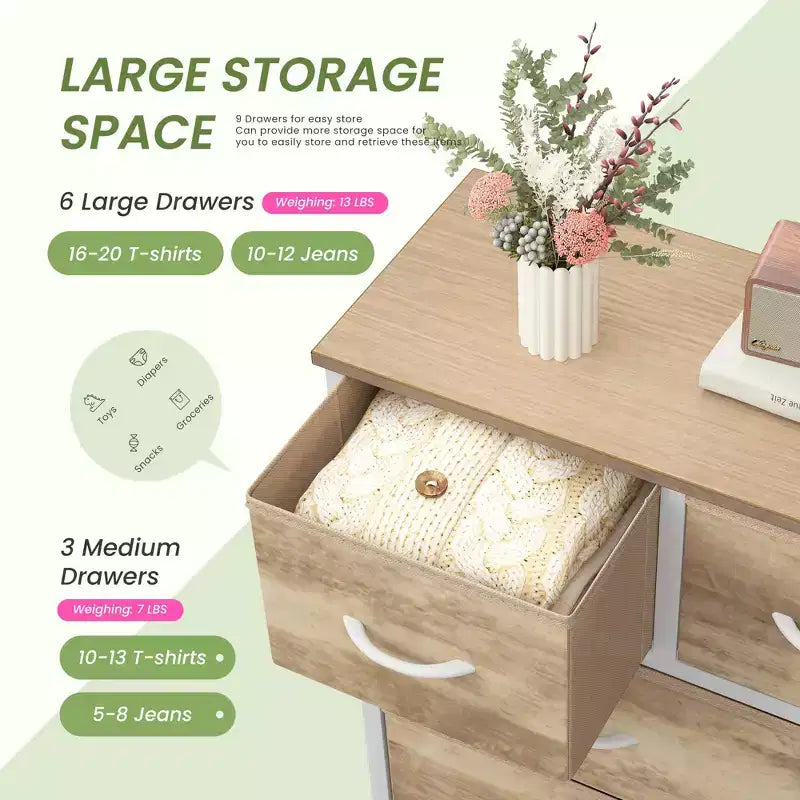 Commode de rangement à 9 tiroirs JIONJOY