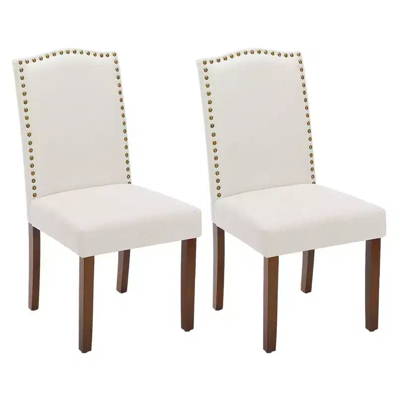 JIONJOY Lot de 2 chaises de salle à manger rembourrées en lin