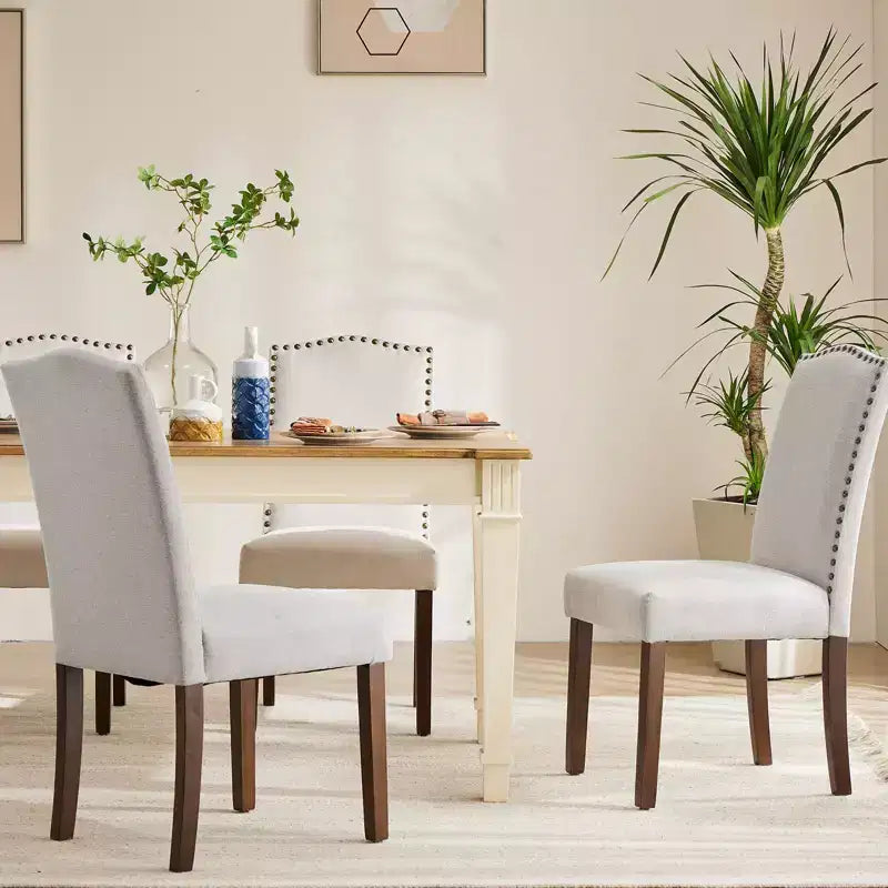 JIONJOY Lot de 2 chaises de salle à manger rembourrées en lin