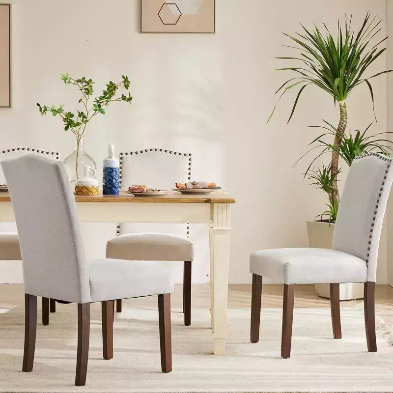 JIONJOY Lot de 2 chaises de salle à manger rembourrées en lin