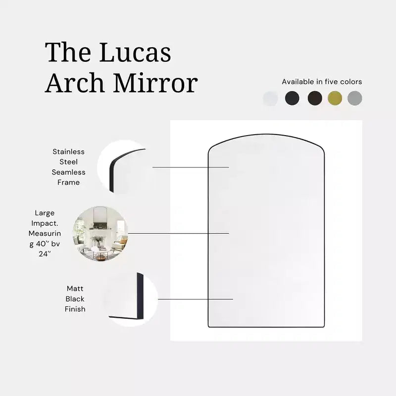 TEHOME Miroir mural de salle de bain avec cadre métallique arqué