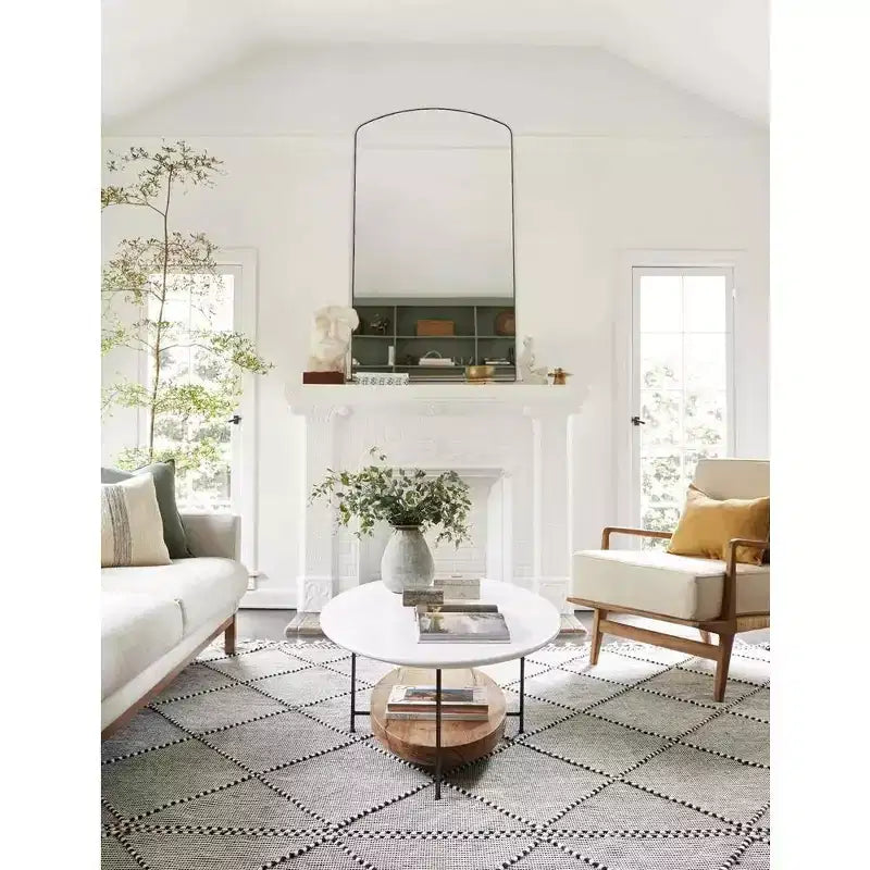 TEHOME Miroir mural de salle de bain avec cadre métallique arqué