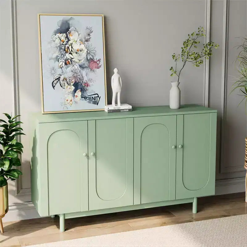 Bahut de buffet, meuble de rangement de cuisine moderne avec 4 portes et étagères réglables, buffet en bois pour couloir et salon