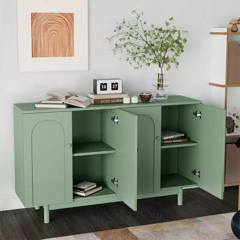 Bahut de buffet, meuble de rangement de cuisine moderne avec 4 portes et étagères réglables, buffet en bois pour couloir et salon