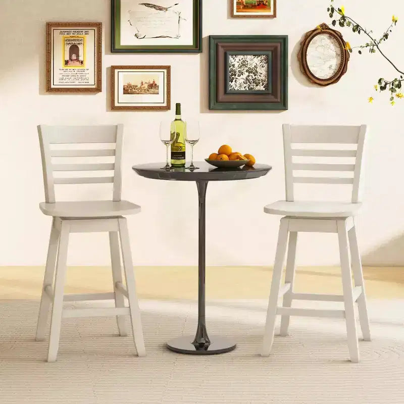Costway Lot de 4 tabourets de bar pivotants de 62,2 cm de hauteur de comptoir avec dossier creux marron/blanc