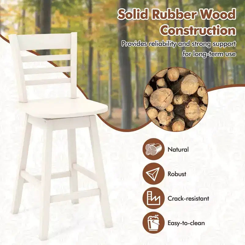 Costway Lot de 4 tabourets de bar pivotants de 62,2 cm de hauteur de comptoir avec dossier creux marron/blanc