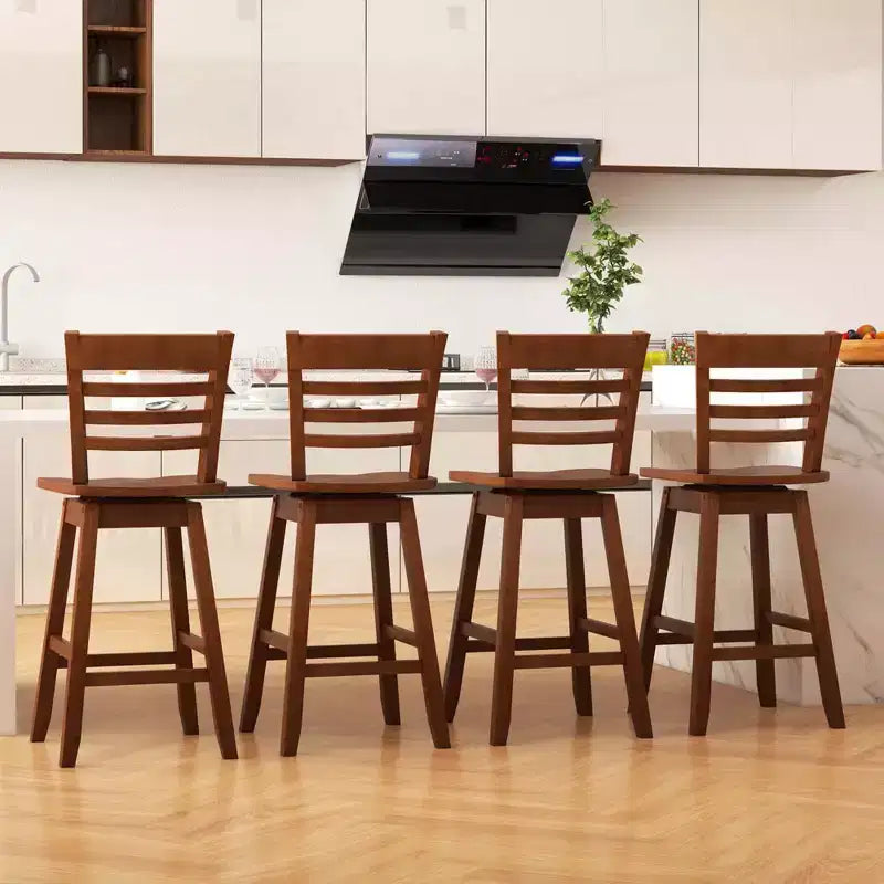 Costway Lot de 4 tabourets de bar pivotants de 62,2 cm de hauteur de comptoir avec dossier creux marron/blanc