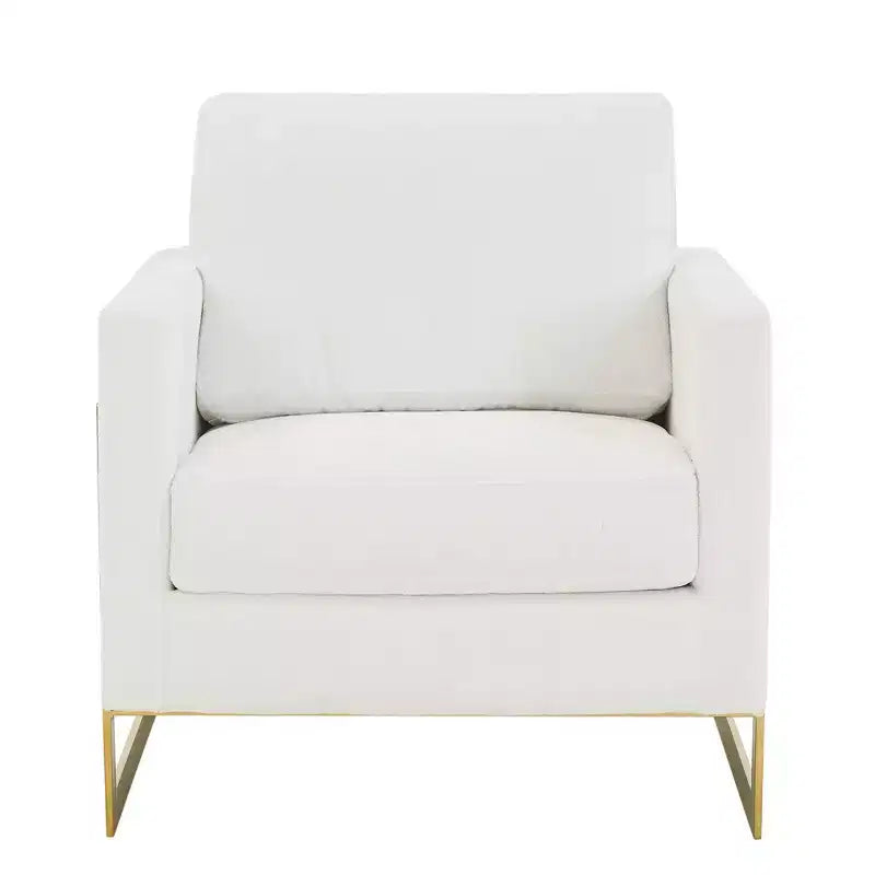 Fauteuil d'appoint LeisureMod Lincoln rembourré en bouclette avec cadre en acier inoxydable doré